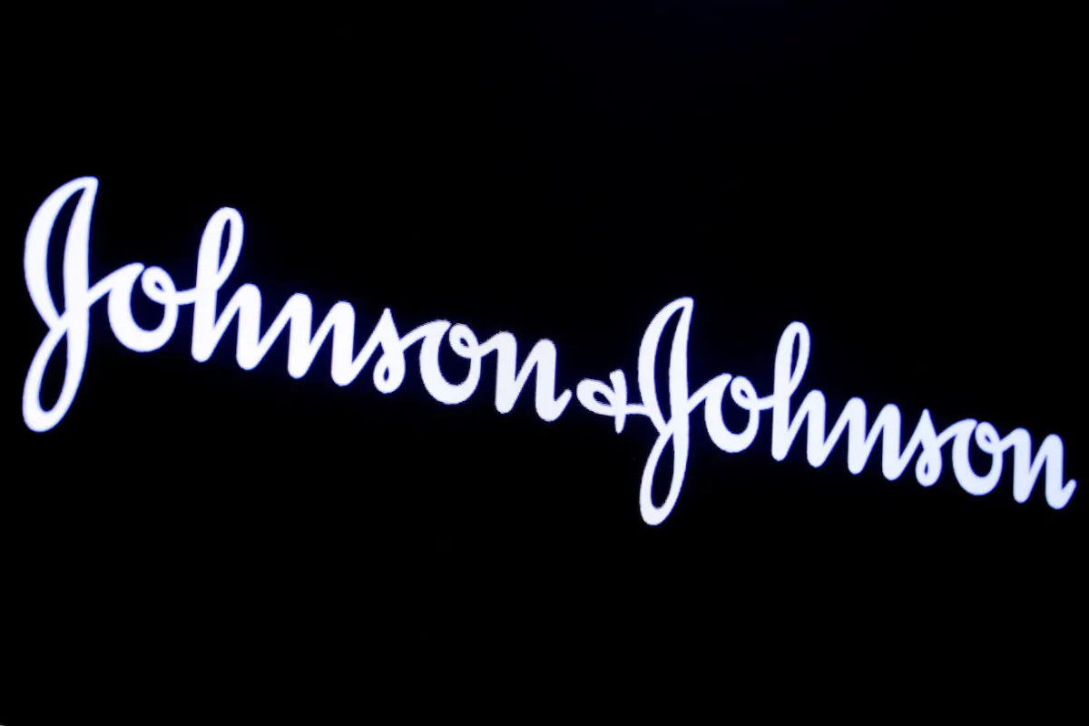 The company logo for Johnson & Johnson at the New York Stock Exchange in New York, on Sept. 17, 2019. (Brendan McDermid/Reuters)