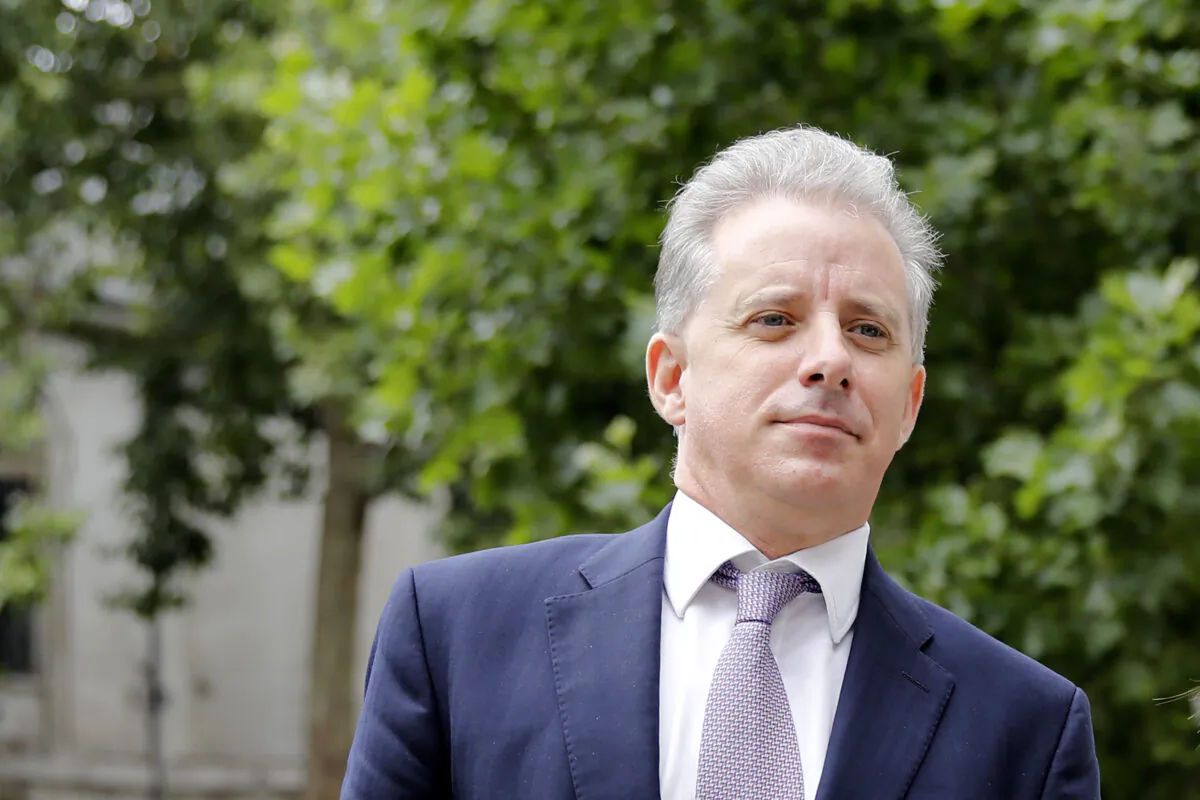 Former UK intelligence officer Christopher Steele in London, UK, on July 24, 2020, refused an offer of $1 million from the FBI to name the sources who proved the debunked allegations in the infamous 2016 “Steele Dossier.” (Tolga Akmen/AFP via Getty Images)