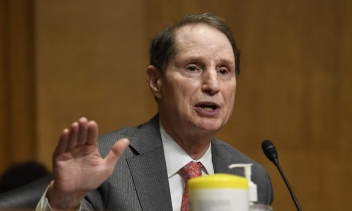 Sen. Ron Wyden (D-Ore.) speaks during a hearing in Washington on June 30, 2020. (Susan Walsh/Pool/Getty Images)