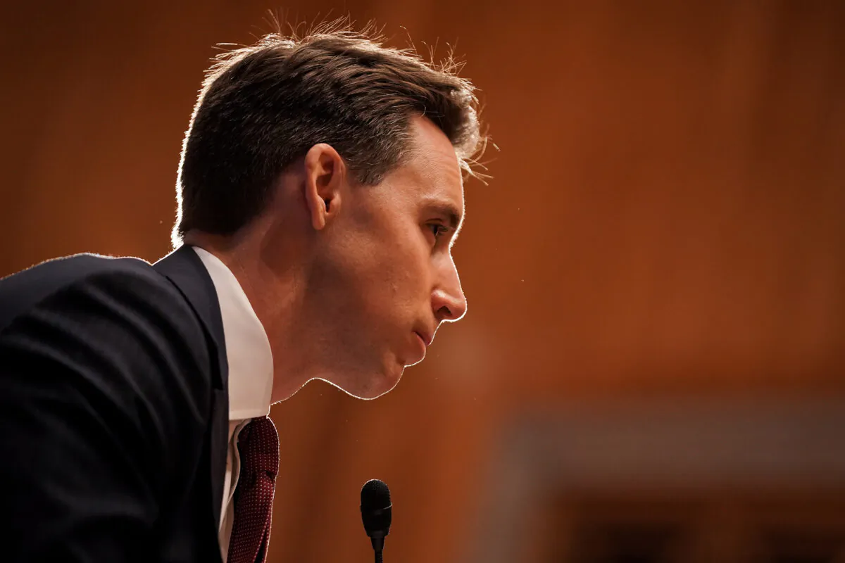 Sen. Josh Hawley (R-Mo.) listens during a hearing in Washington, Sept. 23, 2020. (Greg Nash/Pool/Getty Images)