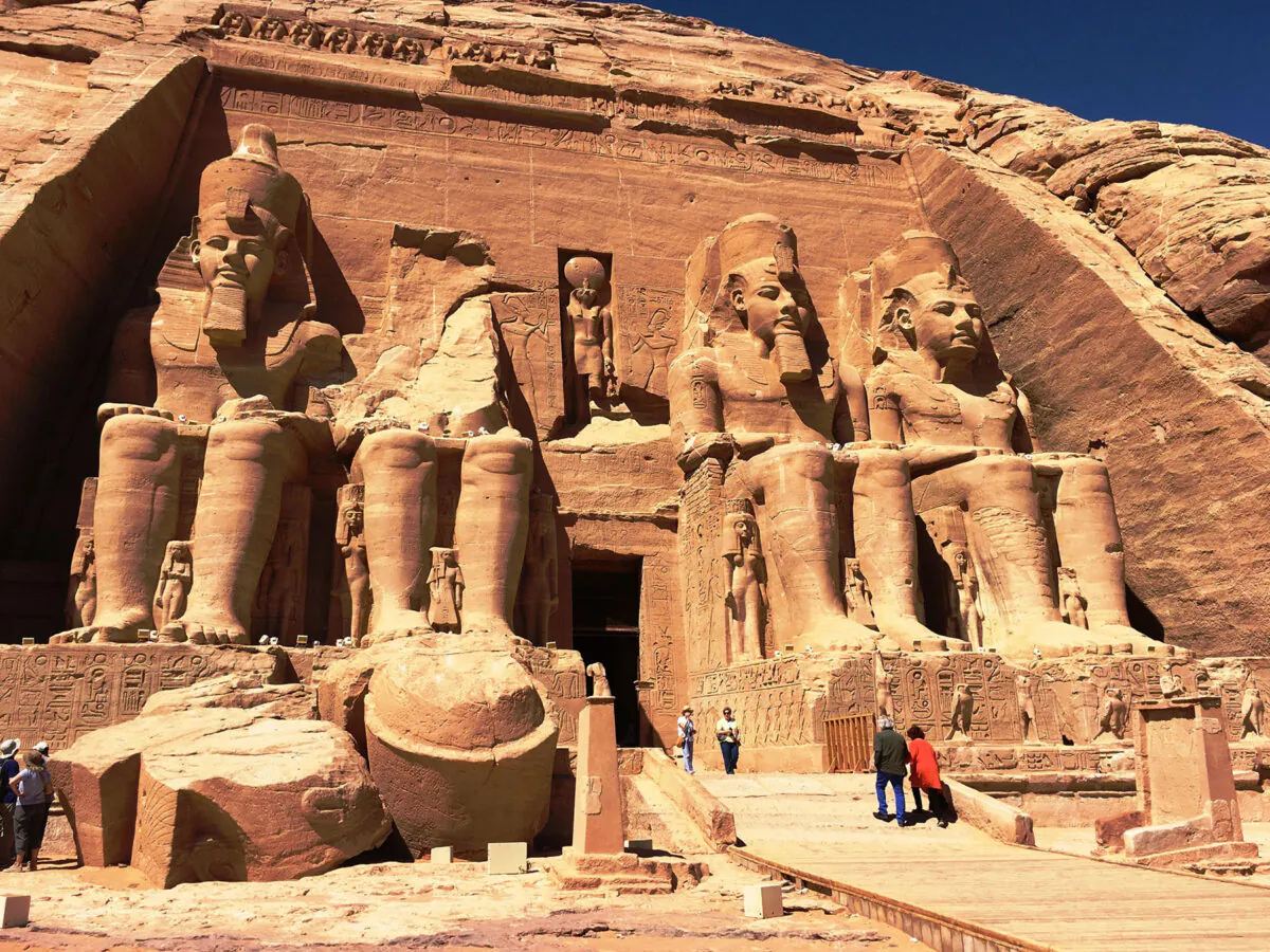 The temple of Ramses II in Abu Simbel, Egypt, was completely taken apart and moved to higher ground when the Aswan High Dam was constructed and Lake Nasser was flooded. (Courtesy of Phil Allen)