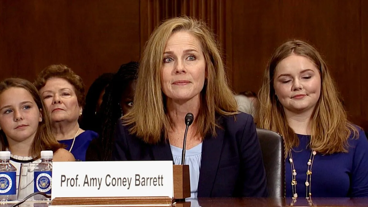 Amy Coney Barrett during a Senate confirmation hearing to be U.S. circuit judge on Aug. 4, 2017. (Screenshot via Senate TV)