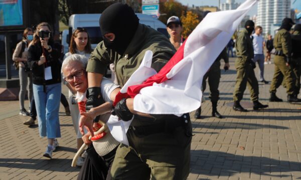 Nina Baginskaya during an opposition rally