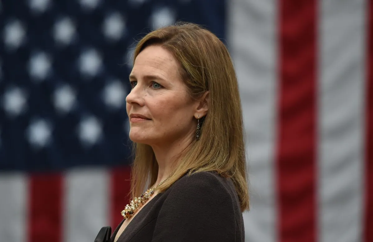 Judge Amy Coney Barrett listens during her nomination to the Supreme Court, in Washington on Sept. 26, 2020. (Olivier Douliery/AFP via Getty Images)