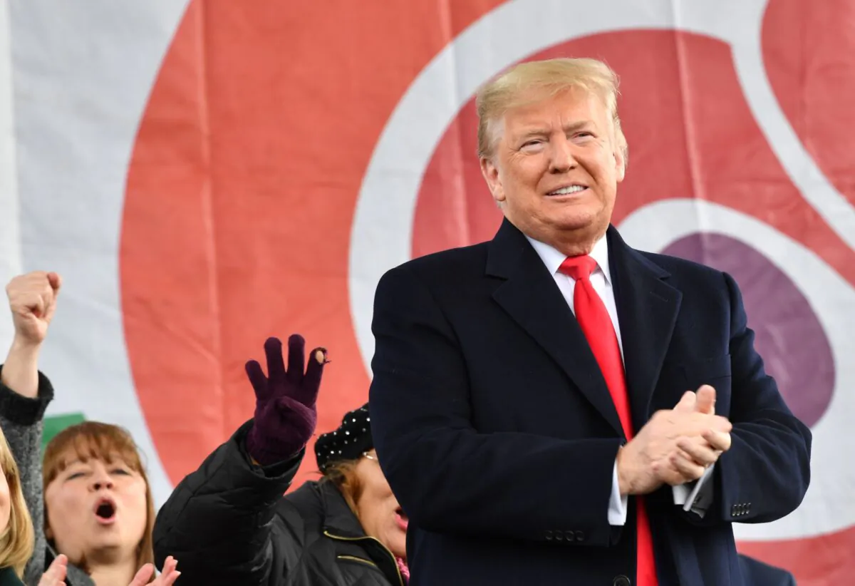 President Donald Trump arrives to speak at the 47th annual "March for Life" in Washington, D.C., on Jan. 24, 2020. (Nicholas Kamm/AFP via Getty Images)