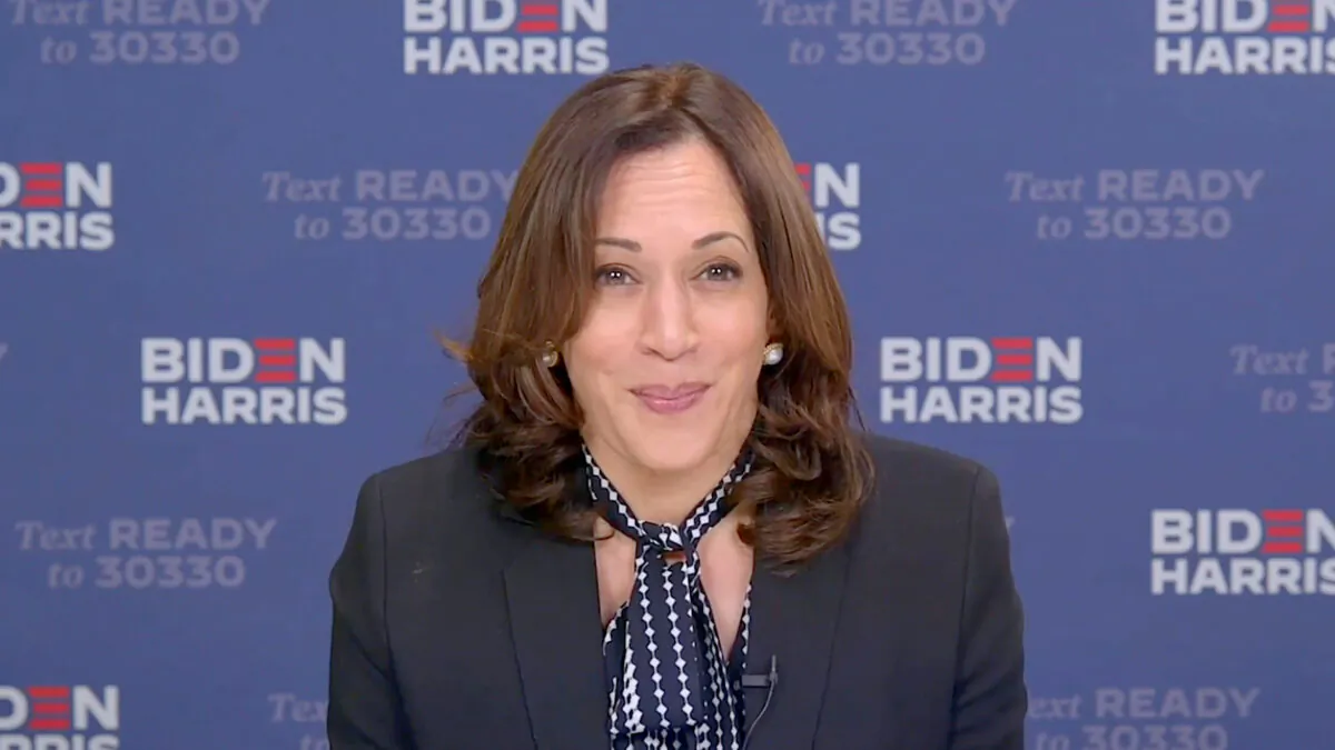 In this screengrab Vice Presidential Candidate Kamala Harris participates in Supercharge: Women All In in United States on Sept. 26, 2020. (Getty Images/Getty Images for Supermajority)