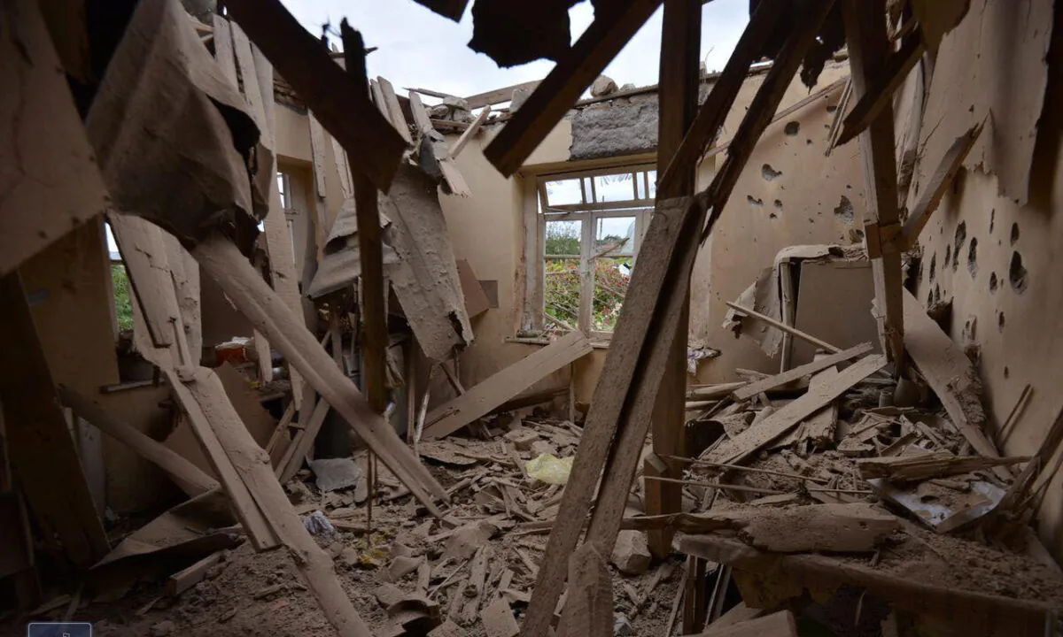 An interior view shows a house, which locals said was damaged during a recent shelling by Azeri forces, in the town of Martuni in the breakaway Nagorno-Karabakh region, on Sept. 28, 2020. (Foreign Ministry of Armenia/Handout via Reuters)