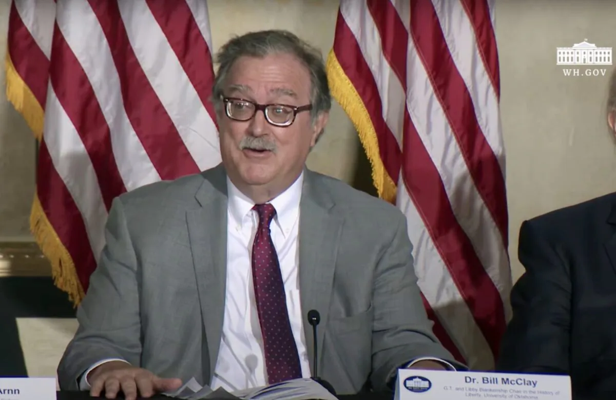Wilfred McClay, author of "Land of Hope," speaking at the White House Conference at the National Archives Museum in Washington on American History on Sept. 17, 2020. (Screenshot)