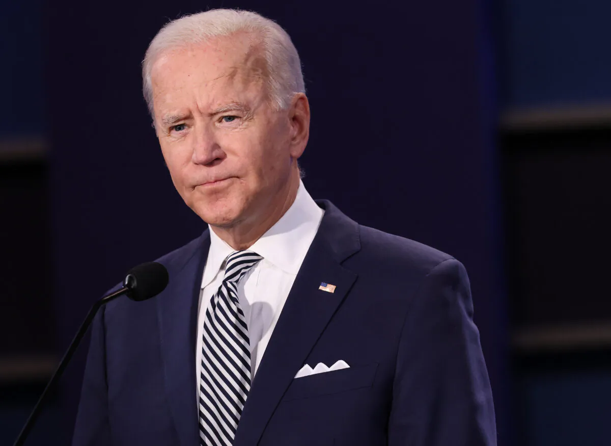Democratic presidential nominee Joe Biden listens during the first presidential debate at Case Western Reserve University and Cleveland Clinic in Cleveland, Ohio, on Sept. 29, 2020. (Scott Olson/Getty Images)