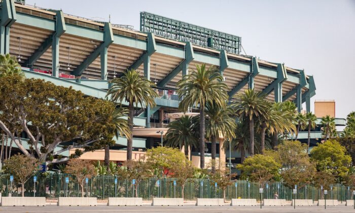 Angel Stadium in Anaheim, Calif., on Sept. 16, 2020. (John Fredricks/The Epoch Times)