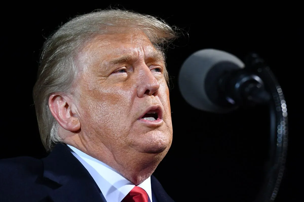 President Donald Trump speaks during a campaign rally at Duluth International Airport in Duluth, Minn., on Sept. 30, 2020. (Mandel Ngan/AFP via Getty Images)