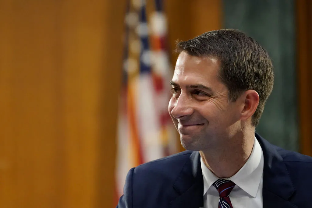 Tom Cotton (R-Ark.) attends a Senate Banking Committee hearing on Capitol Hill in Washington on Sept. 24, 2020. (Drew Angerer/Getty Images)
