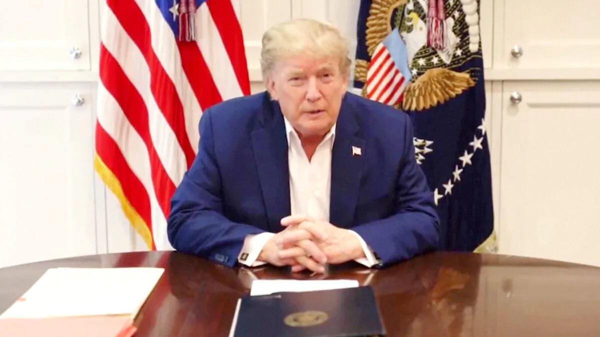 President Donald Trump released a video on his health on Oct. 3 evening after he was diagnosed with the CCP virus. (White House/Donald Trump Twitter)