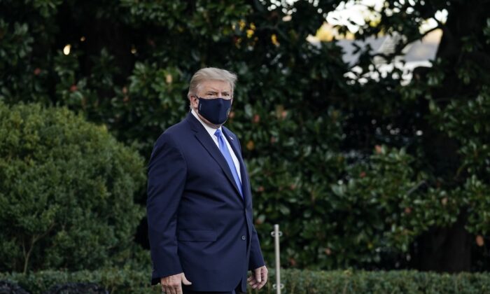 President Donald Trump leaves the White House for Walter Reed National Military Medical Center on the South Lawn of the White House in Washington on Oct. 2, 2020. President Donald Trump and First Lady Melania Trump have both tested positive for coronavirus. (Drew Angerer/Getty Images)