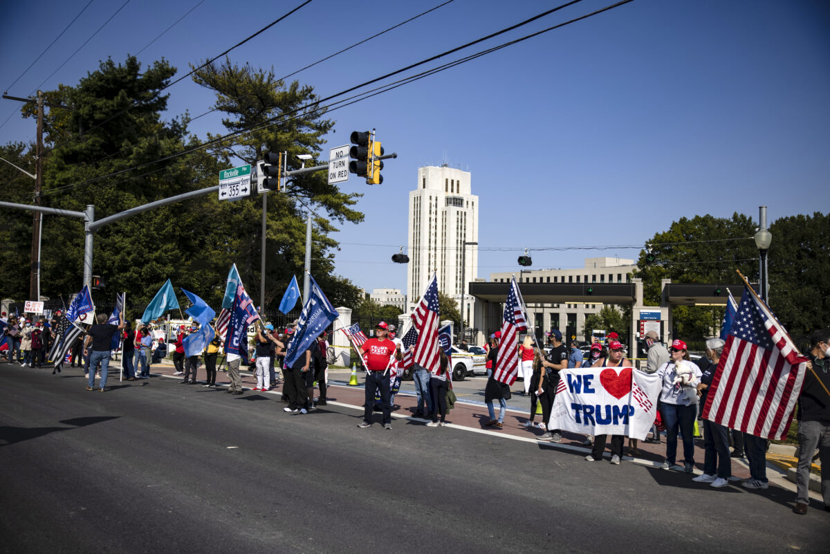 Trump supporters outside Walter Reed