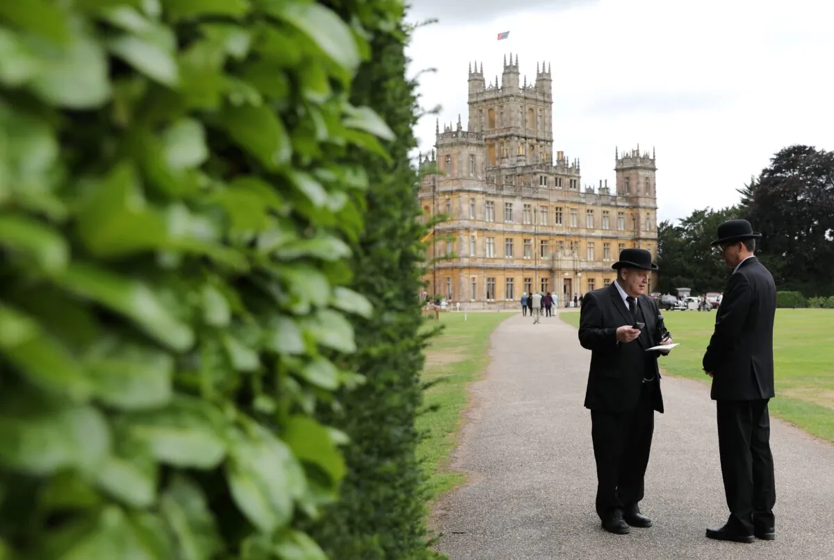 Visitors attend a 1920s themed event ahead of the world premiere of the “Downton Abbey” film on Sept. 7, 2019. (ISABEL INFANTES/AFP via Getty Images)