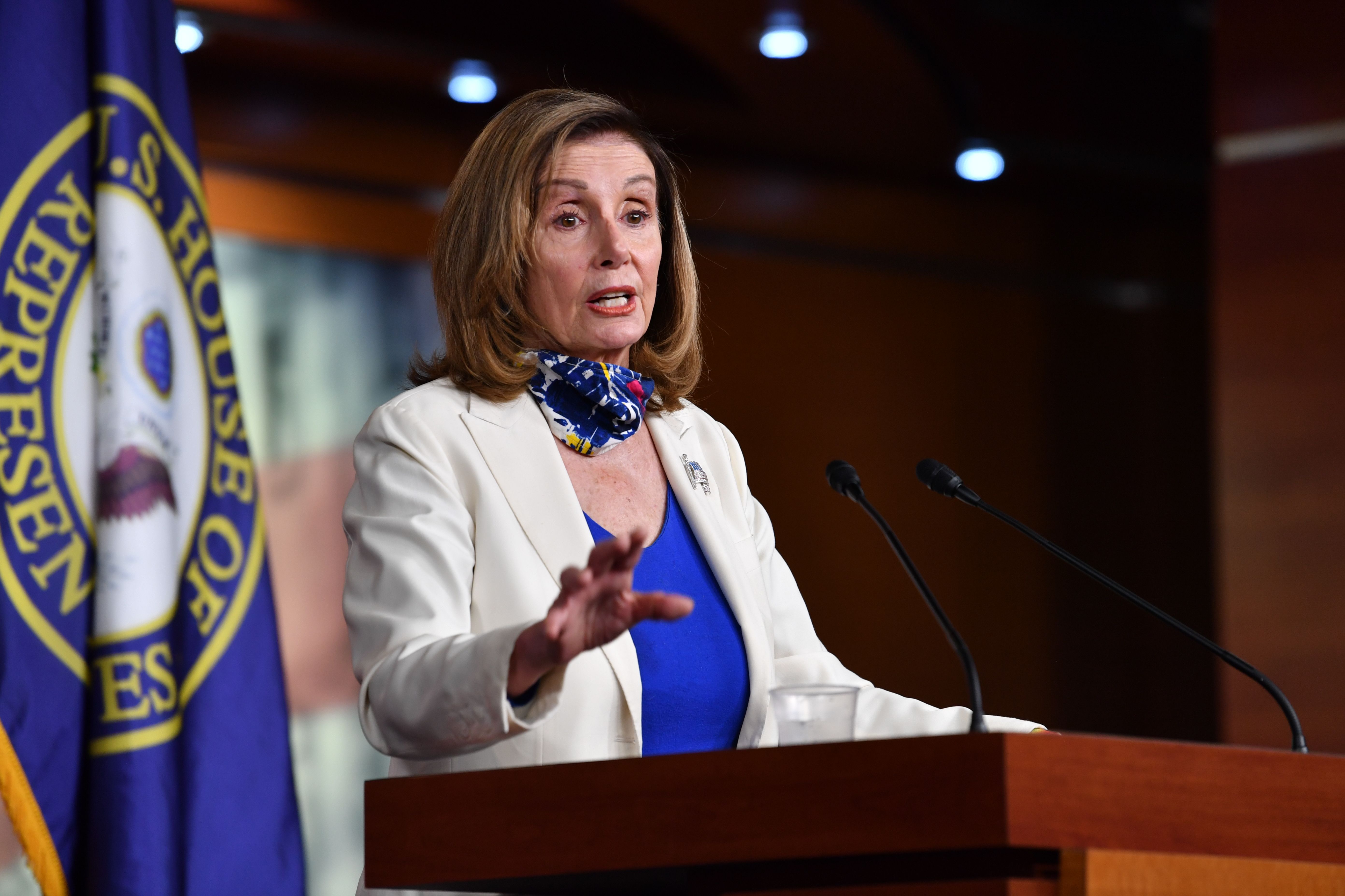 Speaker of the House Nancy Pelosi (D-Calif.) holds her weekly press briefing