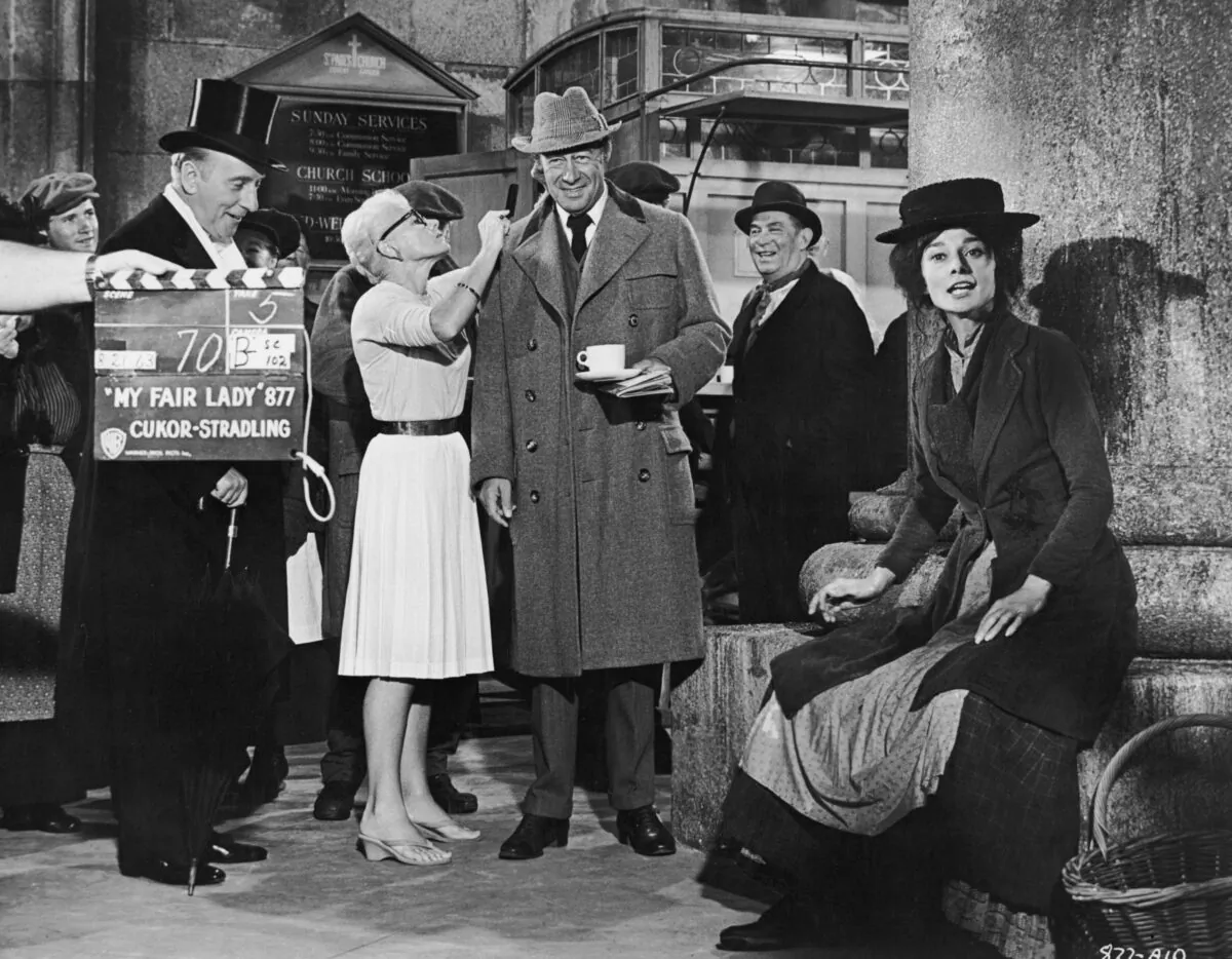 On the set of 1964’s “My Fair Lady.” The voice of Audrey Hepburn (first right) was dubbed over by Marni Nixon for much of the singing in the musical. (Hulton Archive/Getty Images)