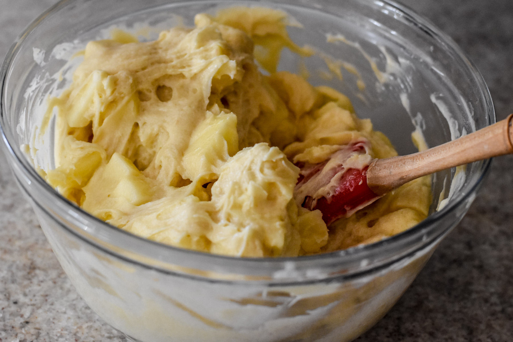 Folding the apples in the batter