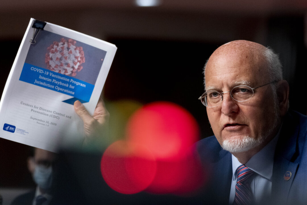 Then director of the Centers for Disease Control and Prevention (CDC), Dr. Robert Redfield, holds up a document while testifying in Washington, DC, on Sept. 16, 2020 in   (Andrew Harnik-Pool/Getty Images)