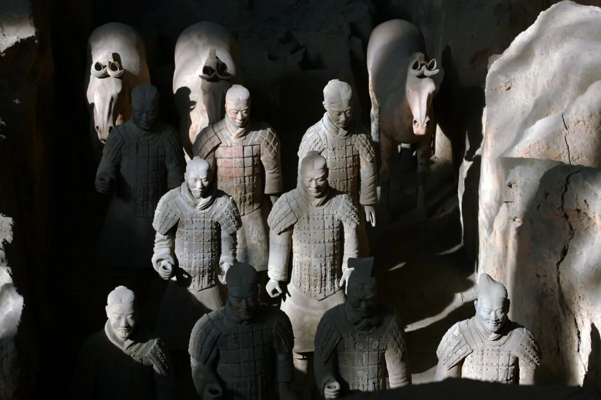 Ancient terracotta soldiers and horses are seen in the No.1 pit of the Qin Terracotta Warriors and Horses Museum in Lintong of Shaanxi Province, China, on October 24, 2007. (China Photos/Getty Images)