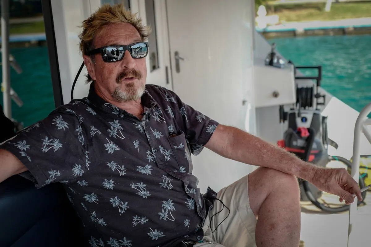 U.S. millionaire John McAfee gestures during an interview with AFP on his yacht anchored at the Marina Hemingway in Havana, on June 26, 2019. (Adalberto Roque/AFP via Getty Images)