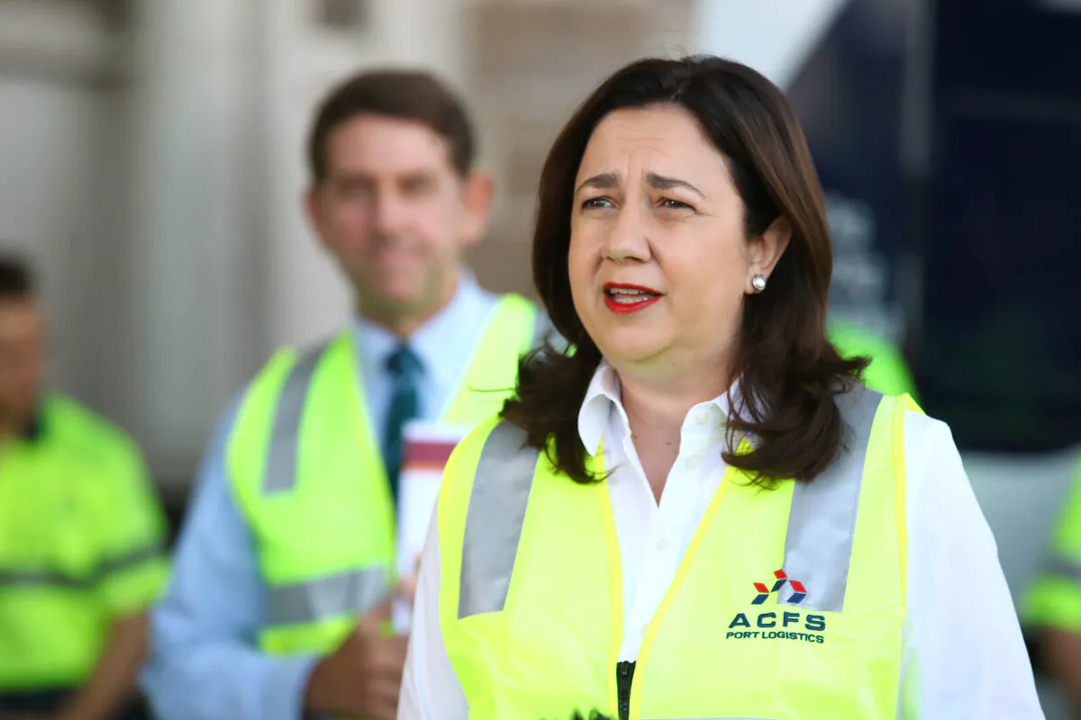 Premier Annastacia Palaszczuk speaks during a press conference in Brisbane, Australia, on Oct. 6, 2020. (Jono Searle/Getty Images)