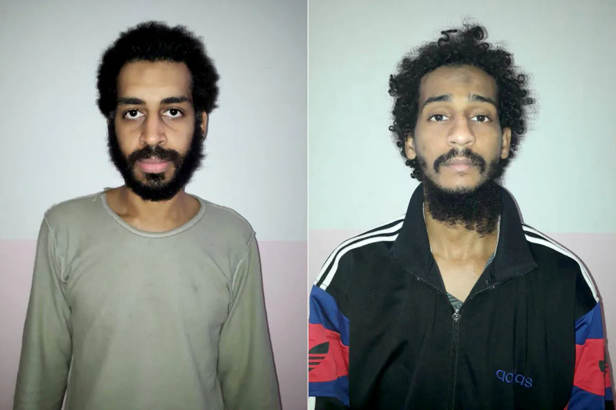 A combination picture shows Alexanda Kotey and Shafee Elsheikh, who the Syrian Democratic Forces (SDF) claim are British nationals, in these undated handout pictures in Amouda, Syria released on Feb. 9, 2018. (Syrian Democratic Forces/Handout via Reuters)