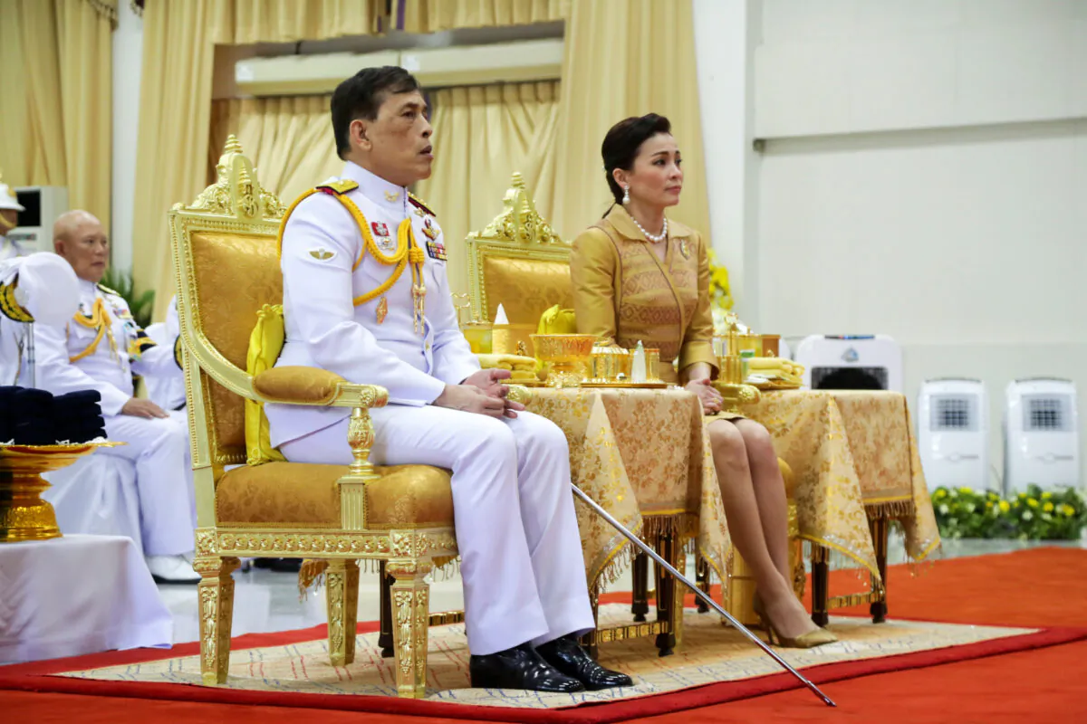 Thailand's King Maha Vajiralongkorn and Queen Suthida attend Prince Mahidol Day celebrations at the Siriraj hospital in Bangkok, Thailand, on Sept. 24, 2020. (Stringer/Reuters)