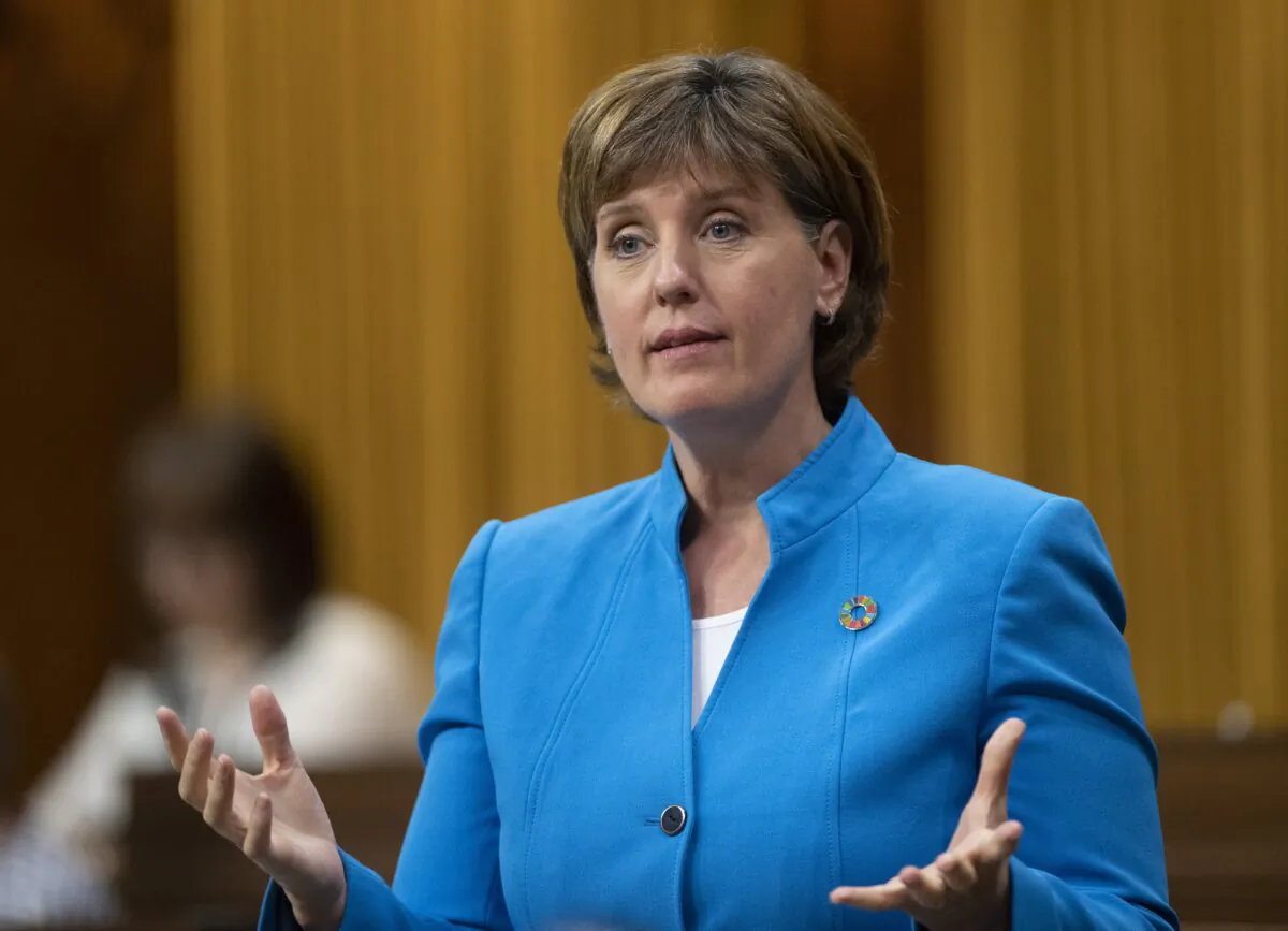 Minister Marie-Claude Bibeau rises during question period in Ottawa on May 26, 2020. (The Canadian Press/Adrian Wyld)