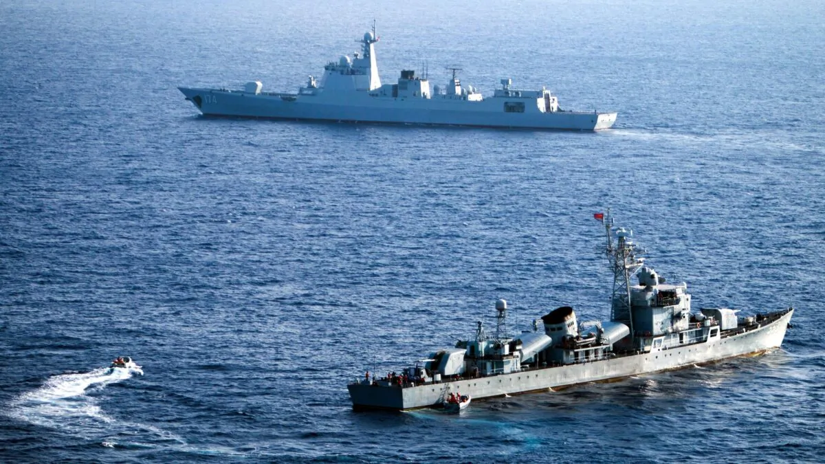 Crew members of China's South Sea Fleet taking part in a drill in the Xisha Islands, or the Paracel Islands in the South China Sea on May 5, 2016. (Ben Dooley, STR/AFP via Getty Images)