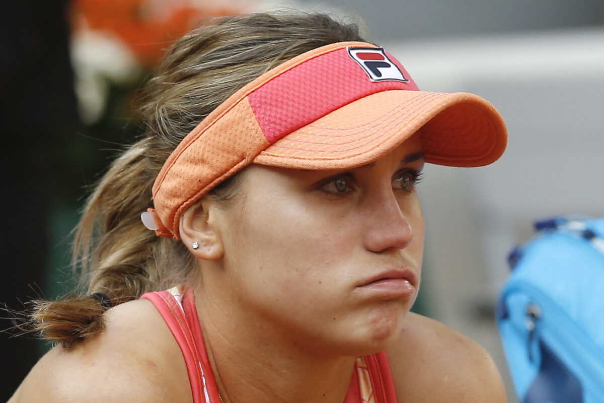 Sofia Kenin reacts to losing