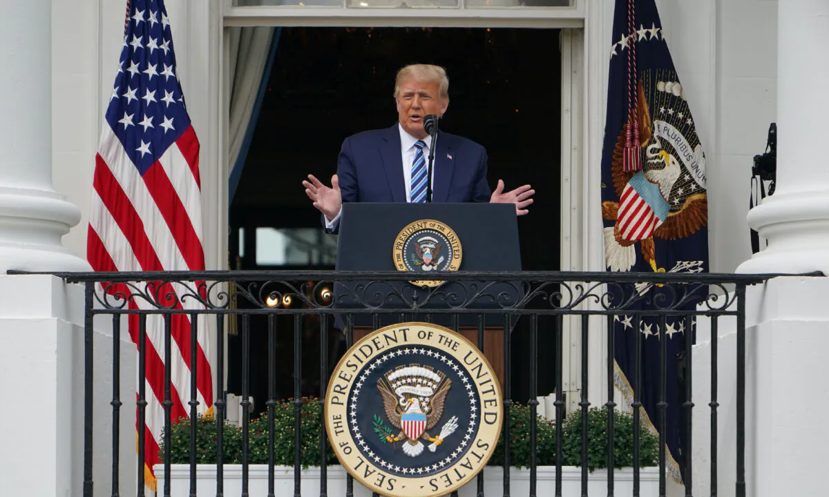 President Donald Trump speaks about law and order from the South Portico of the White House in Washington on Oct. 10, 2020. (Mandel Ngan/AFP via Getty Images)