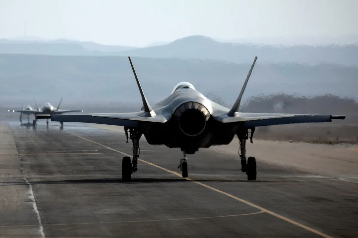 An Israeli F-35 aircraft is seen on the runway during "Blue Flag," an aerial exercise hosted by Israel with the participation of foreign air force crews, at Ovda military air base, southern Israel, on Nov. 11, 2019. (Amir Cohen/Reuters, File Photo)