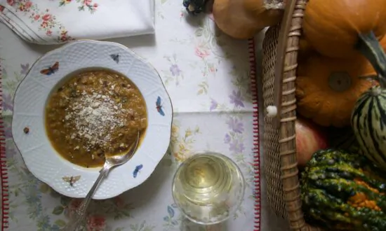 Rustic Butternut Squash, Bacon, and Chestnut Soup