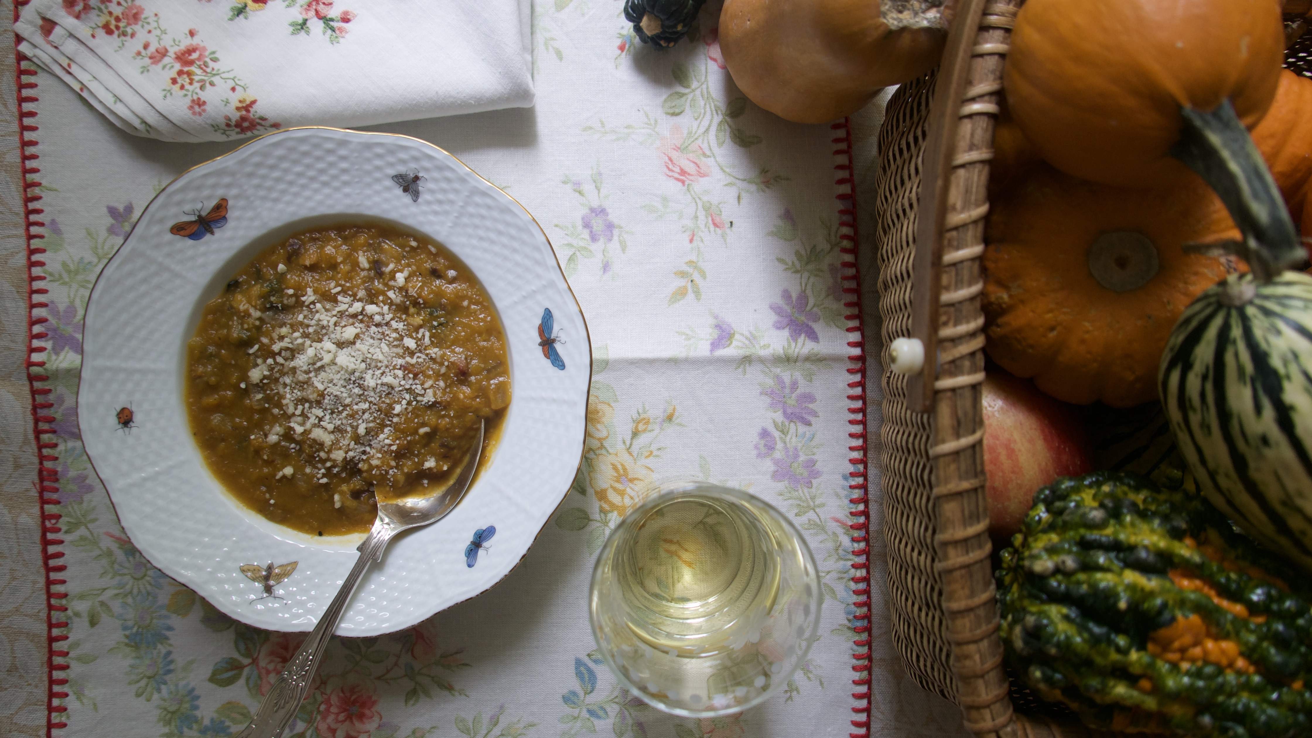 butternut squash soup wide shot