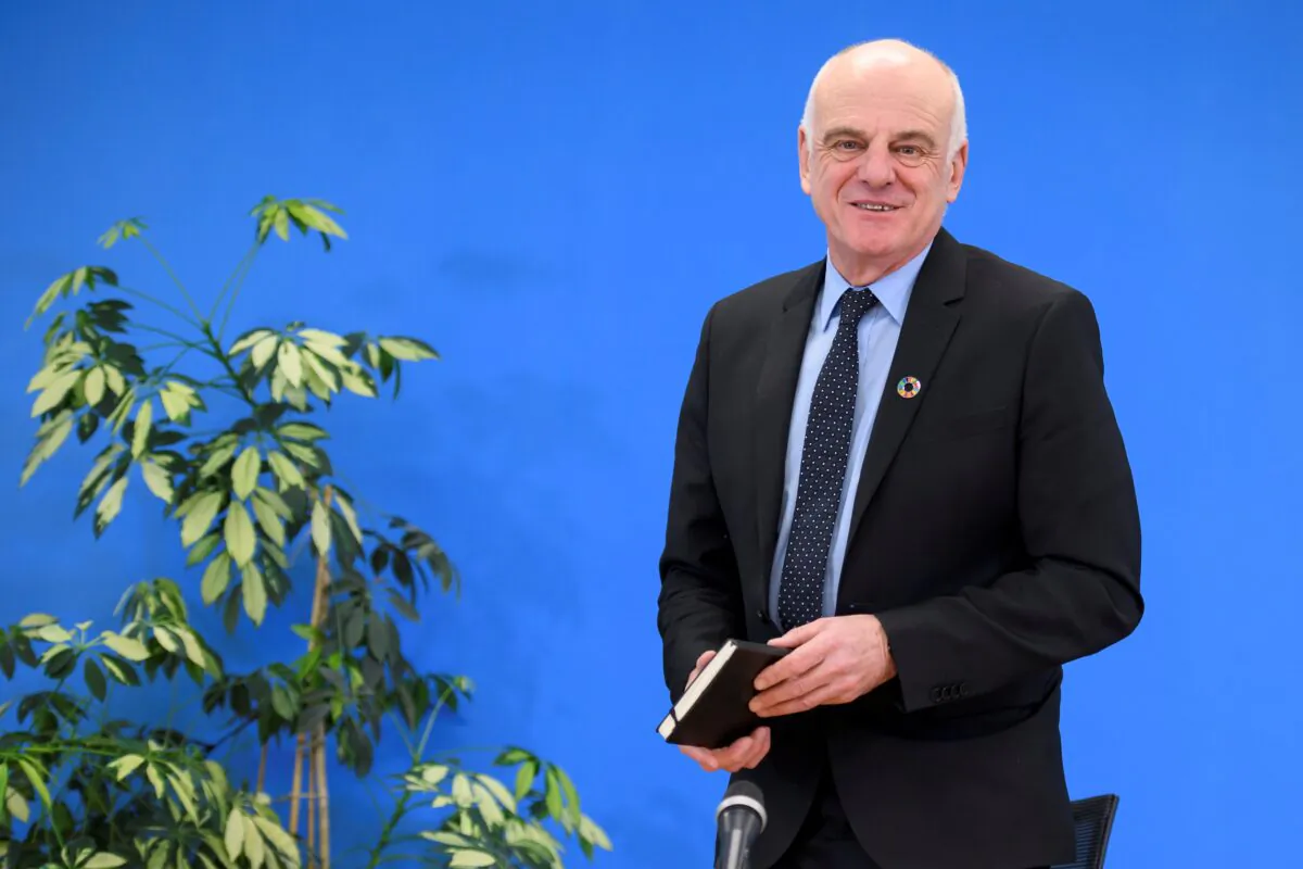 Candidate for the position of director-general of the World Health Organization David Nabarro gives a press conference in Geneva on Jan. 26, 2017. (Fabrice Coffrini/AFP via Getty Images)
