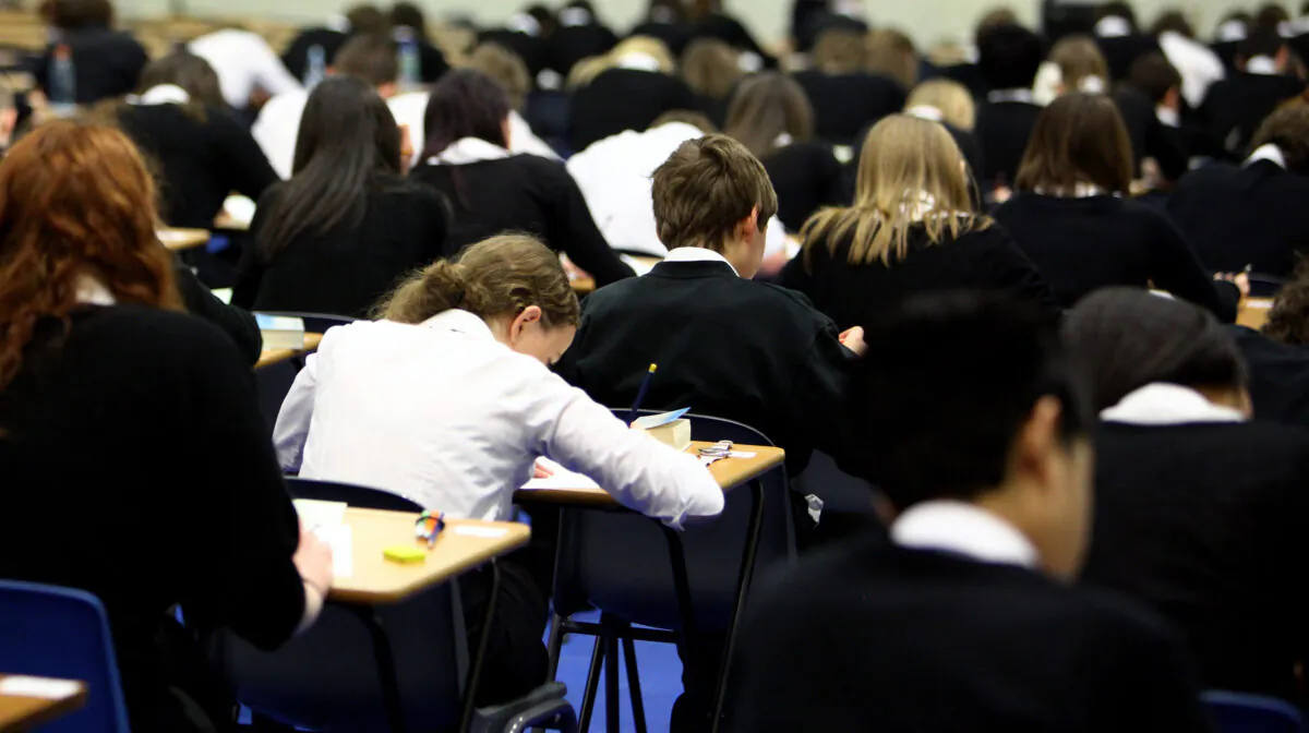 Pupils at Williamwood High School sit exams in Glasgow, Scotland, on Feb. 5, 2010. (Jeff J Mitchell/Getty Images)