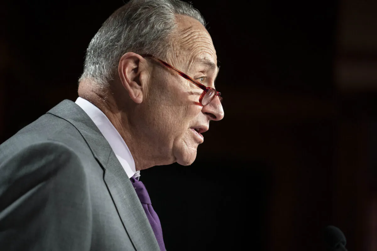 Senate Minority Leader Chuck Schumer (D-N.Y.) holds a news conference in Washington on Sept. 30, 2020. (Sarah Silbiger/Getty Images)