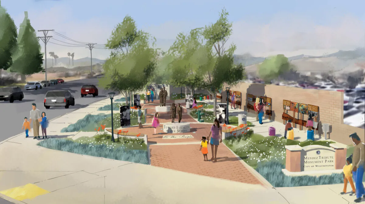 A visual rendering of the planned Mendez Tribute Monument Park in Westminster, Calif. (Courtesy of the Orange County Department of Education)
