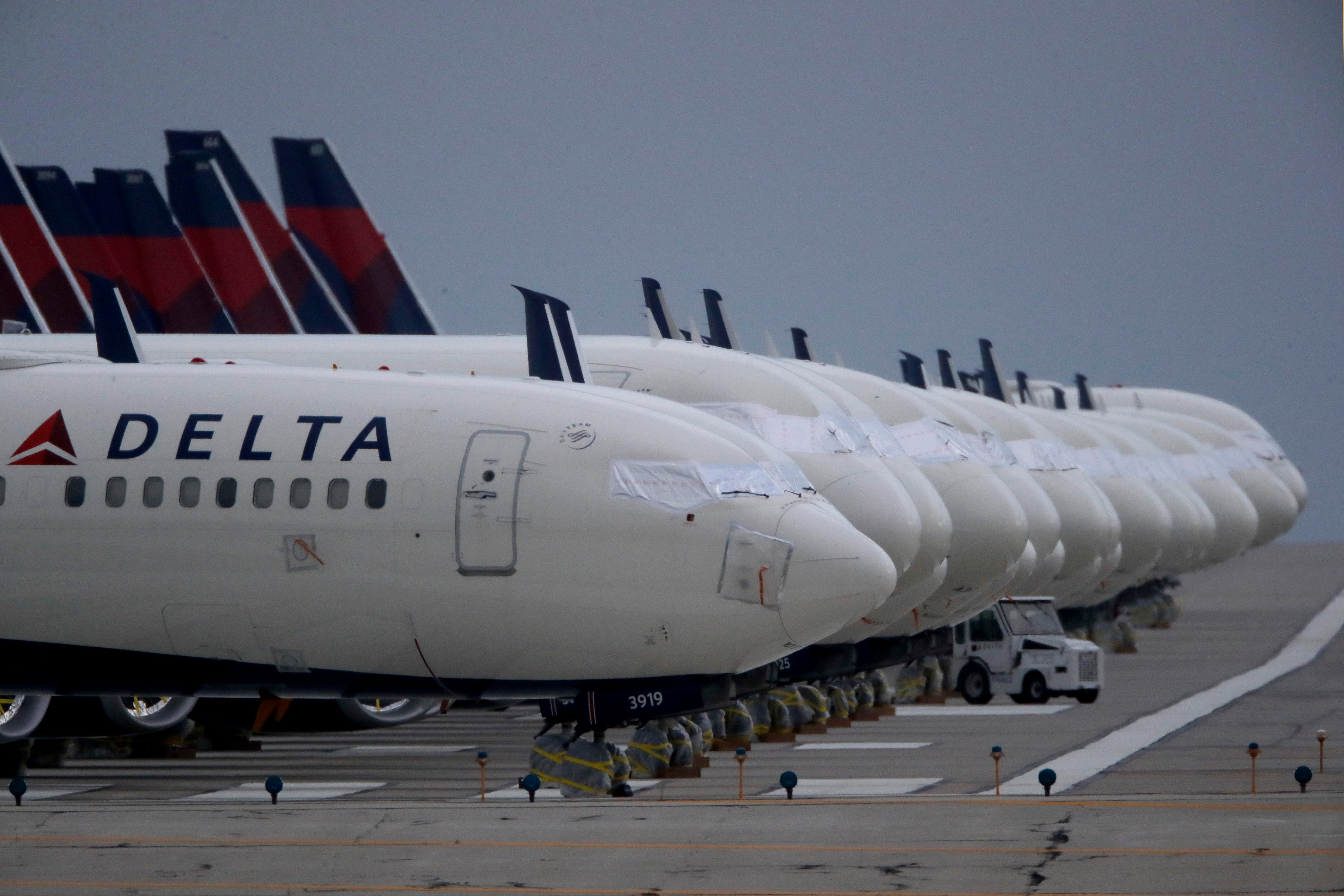 Several dozen mothballed Delta Air Lines jets