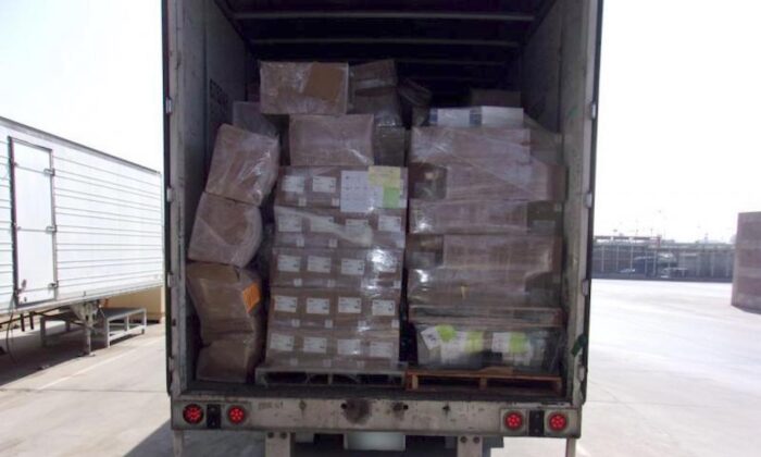 Seizure of more than 3,000 pounds of methamphetamine, fentanyl powder, fentanyl pills, and heroin as part of the second largest methamphetamine bust along the southwest border in the history of the U.S. Customs and Border Protection, in Otay Mesa, San Diego, on Oct. 9, 2020. (U.S. Customs and Border Protection)