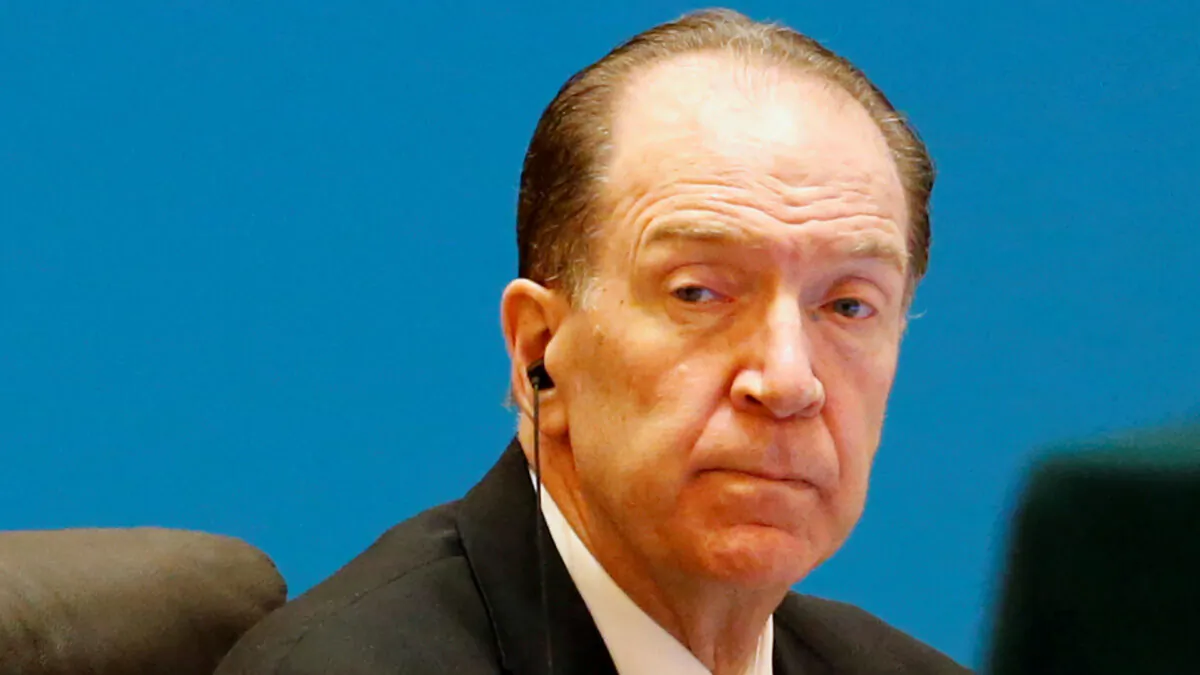 World Bank President David Malpass attends the "1+6" Roundtable meeting at the Diaoyutai state guesthouse in Beijing, China, on Nov. 21, 2019. (Florence Lo/Reuters)