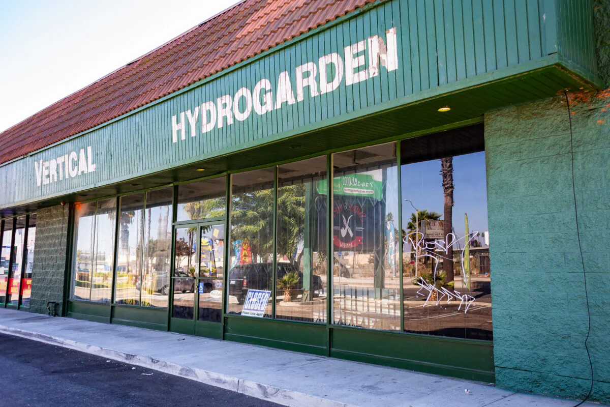 A shuttered hydroponics store that was the site of an underground gambling operation in Anaheim, Calif., on Oct. 14, 2020. (John Fredricks/The Epoch Times)