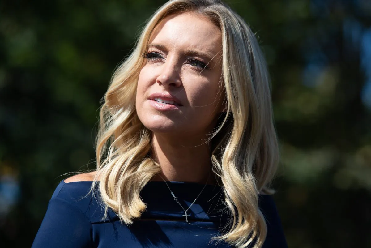 White House Press Secretary Kayleigh McEnany speaks with members of the media at the White House in Washington on Oct. 2, 2020. (Saul Loeb/AFP via Getty Images)