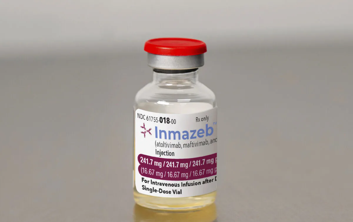 A vial of Regeneron's Inmazeb medication, approved by the U.S. Food and Drug Administration on Oct. 14, 2020. (Regeneron via AP) 