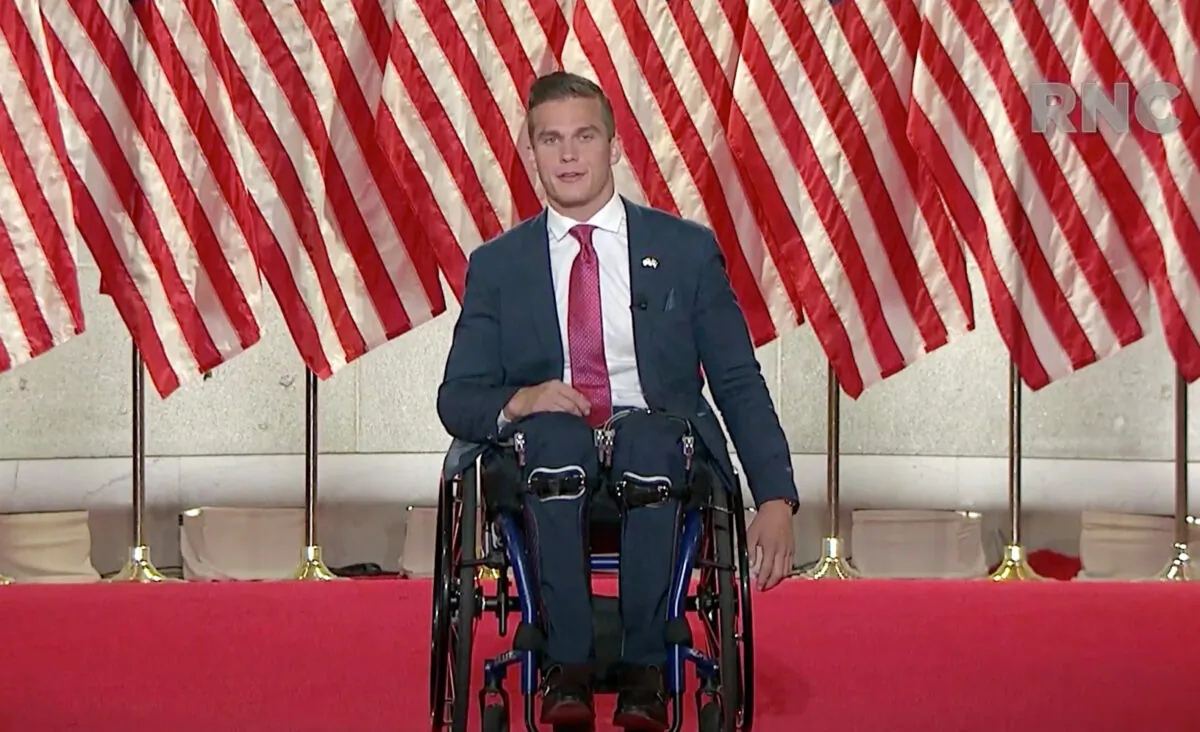 North Carolina congressional nominee Madison Cawthorn addresses the virtual Republican National Convention on August 26, 2020. (Photo Courtesy of the Committee on Arrangements for the 2020 Republican National Committee via Getty Images)