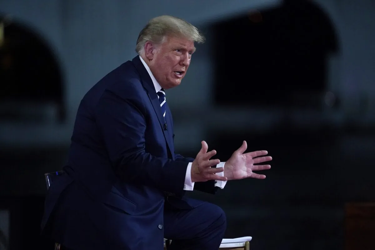 President Donald Trump speaks during a town hall at Perez Art Museum Miami in Miami, Fla., on Oct. 15, 2020. (Evan Vucci/AP Photo)
