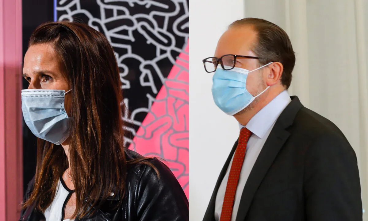 (L) Belgian Foreign Minister Sophie Wilmes in Brussels on May 19, 2020. (Laurie Dieffembacq/Belga/AFP via Getty Images)
(R) Austrian Foreign Minister Alexander Schallenberg in Vienna on Sept. 16, 2020. (Leonhard Foeger/Reuters)
