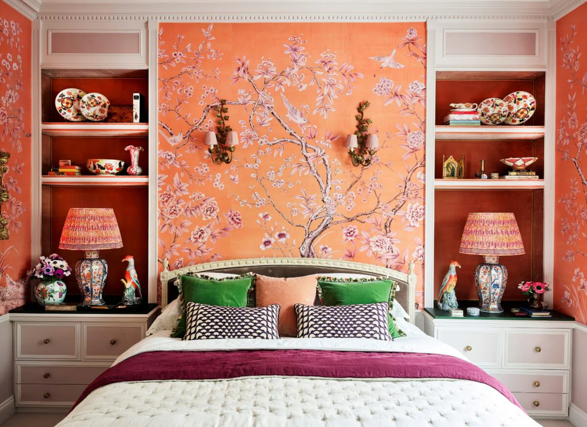 "Askew" wallpaper in Hannah Cecil Gurney's bedroom. (Douglas Friedman)